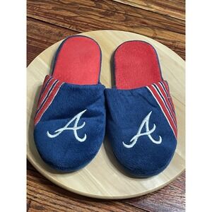 MLB Atlanta Braves A Logo‎ Slippers Men's Size Large 11-12 Cozy Fuzzy Fast Ship